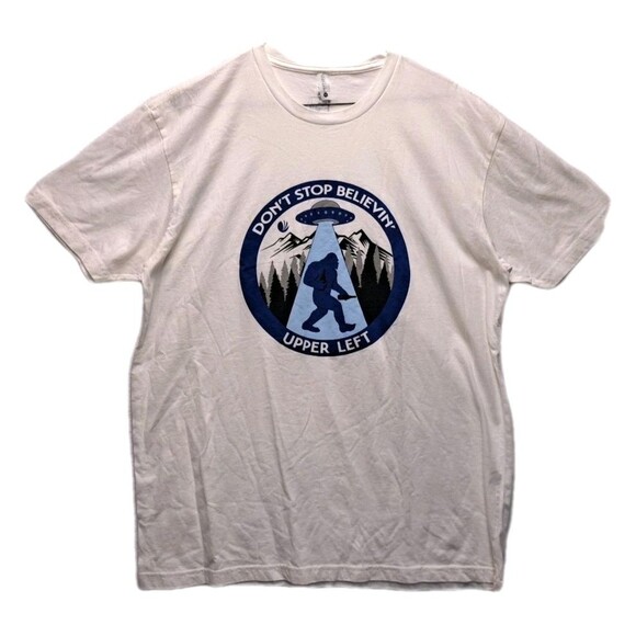 Next Level Apparel Other - UFO Abduction Big Foot Funny T-Shirt Graphic Print White Short Sleeve Size XL